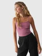 Koszulki sportowe damskie - Damski crop-top 4F 4FWAW24TSLEF107 - różowy - miniaturka - grafika 1