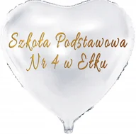 Balony i akcesoria - Balon Foliowy Białe Serce Nr Szkoły Miejscowość Rozpoczęcie Roku 45cm - miniaturka - grafika 1