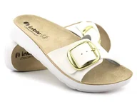 Klapki i japonki damskie - Płaskie klapki damskie z klamrą - INBLU AG-05, białe - Inblu - miniaturka - grafika 1