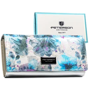 Damski portfel Peterson ze skóry naturalnej poziomy duży na zatrzask elegancki z RFID wielokolorowy - Portfele - miniaturka - grafika 1
