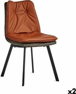 Gift Decor Fotel Przyciskami Brązowy Czarny Szary Stal 62 x 85 x 47 cm 2 Sztuk - Fotele - miniaturka - grafika 1