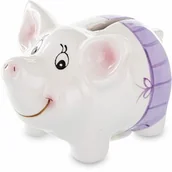 Skarbonki - Skarbonka świnka dekoracyjna ceramiczna biała 7x11x8 164332 - miniaturka - grafika 1