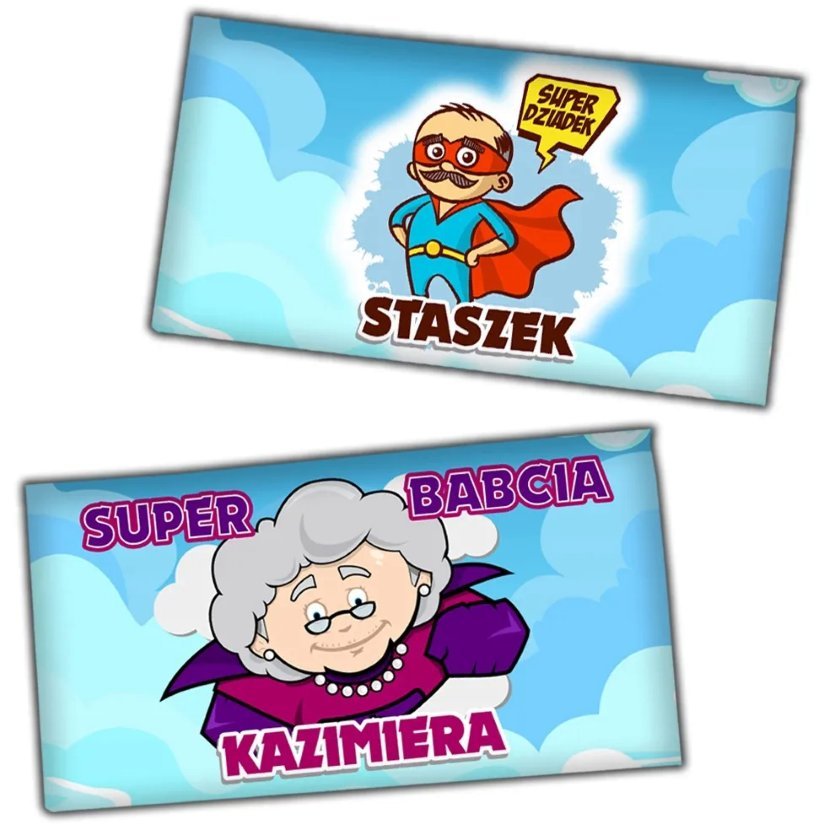 2x Czekolada prezent na Dzień Babci Dziadka Personalizowana 10% kakao IMIĘ