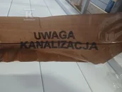 Odwodnienia, kanały i akcesoria - Taśma ostrzegawczo-lokalizacyjna z nadrukiem i wkładką z stali nierdzewnej, brązowa, 200 mm x 100 m, grubość 0,08 mm, z nadrukiem "UWAGA KANALIZACJA" - miniaturka - grafika 1