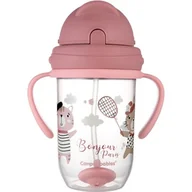 Bidony dla dzieci - Canpol babies Nevylévací hrneček se slámkou a závažím BONJOUR PARIS 270ml różowy - miniaturka - grafika 1