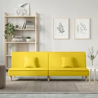 Sofy i kanapy - Rozkładana kanapa, jasnożółta, tapicerowana tkaniną Lumarko! - miniaturka - grafika 1