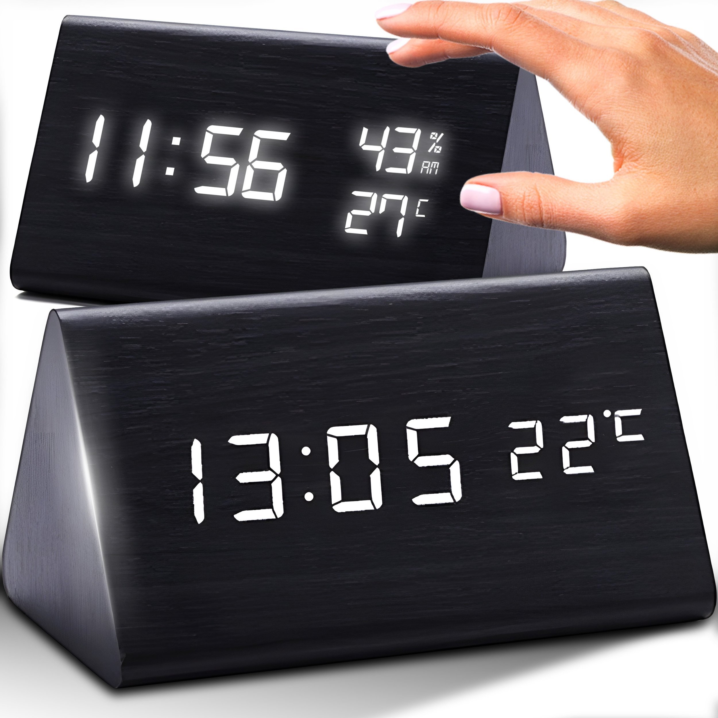 Retoo BUDZIK ZEGAR ELEKTRONICZNY TERMOMETR ALARM CYFROWY ZEGAREK STOJĄCY CICHY