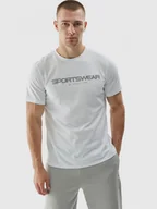 Koszulki sportowe męskie - Męski t-shirt z nadrukiem 4F 4FWAW24TTSHM1586 - biały - miniaturka - grafika 1