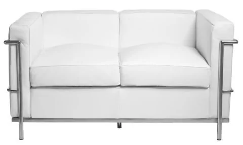 D2.Design Sofa 2-osobowa Kubik biała skóra TP 28506