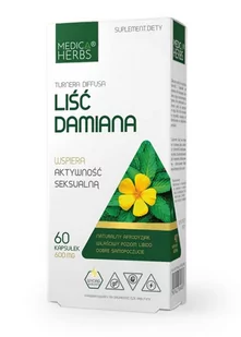 Liść Damiana 600 mg 60 kapsułek MEDICA HERBS - Suplementy erotyczne - miniaturka - grafika 1