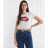 Koszulki i topy damskie - Tommy Jeans T-shirt WASHED TJ LIPS | Cropped Fit - miniaturka - grafika 1