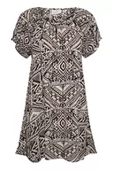 Sukienki - KAFFE Damska sukienka z nadrukiem tunelu Krótkie rękawy, Brązowy/Jasnoróżowy nadruk etniczny, 40 - miniaturka - grafika 1