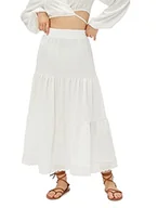 Spódnice - Koton Damska spódnica Brode Detail Elastic Waist Midi, biały (000), L - miniaturka - grafika 1