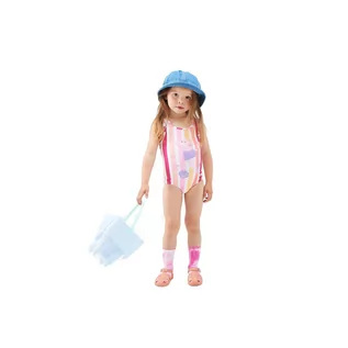 Stroje kąpielowe dla dziewczynek - Regatta Dziecięcy Strój Kąpielowy Jednoczęściowy Peppa Splash Paski, Rozmiar: 104 cm - grafika 1