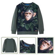 Bluzy dla dziewczynek - Bluza dziecięca - ciemne khaki - 128 - Bluza Dla Dziecka - miniaturka - grafika 1