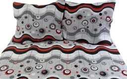 Karo Pościel z kory 160x200 wzór 014C Lizaki szare czerwone czarne guziki 100% bawełna gruba - Pościel - miniaturka - grafika 1