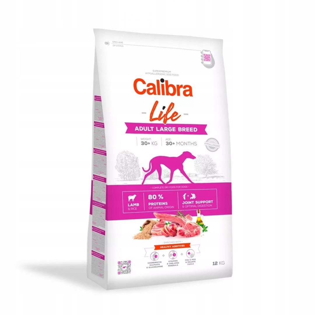 Calibra Life dog adult large breed lamb new 12 kg - sucha karma dla dużych dorosłych psów, powyżej 30 kg