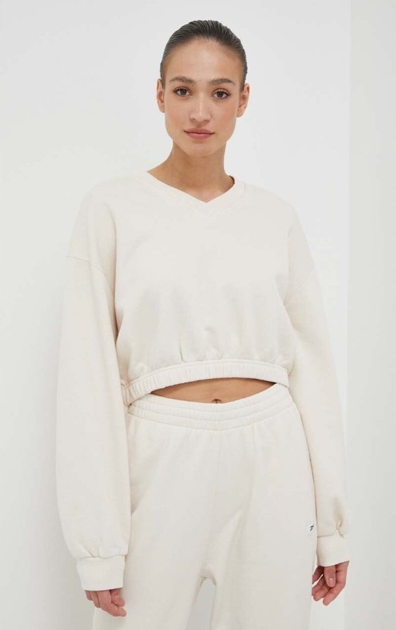 REEBOK BLUZA BAWEŁNIANA DAMSKA BEŻOWA CASUAL M 0A7B3* TŁA