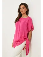 Bluzki damskie - Le Monde du Lin Lniana tunika w kolorze różowym - miniaturka - grafika 1