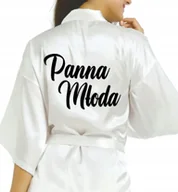 Piżamy damskie - SZLAFROK SATYNOWY BIAŁY Wieczór Panieński PANNA MŁODA Różne Wzory - miniaturka - grafika 1