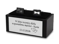 Spinki do mankietów i krawatów - Spinki Do Mankietów Czarne Z Grawerem - miniaturka - grafika 1