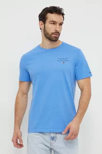 Koszulki męskie - Tommy Hilfiger t-shirt lounge bawełniany kolor niebieski melanżowy - grafika 1