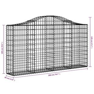 VIDAXL Kosze gabionowe, 14 szt, 200x30x100/120cm, galwanizowane żelazo - Ogrodzenia - miniaturka - grafika 7