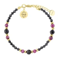 Bransoletki - bransoletka z czarnymi turmalinami i różowych rubinów i imieniem ukochanego - Manoki - miniaturka - grafika 1