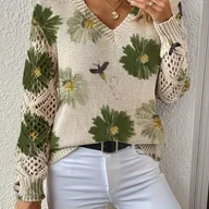 Swetry damskie - TEMU Eleganckie Jesienne i Zimowe Stroje, i Letnie Ubrania, Styl Odpowiedni na Każdą Porę Roku, Moda Boho, Trendowa Uniwersalna Bluzka z Długim - miniaturka - grafika 1