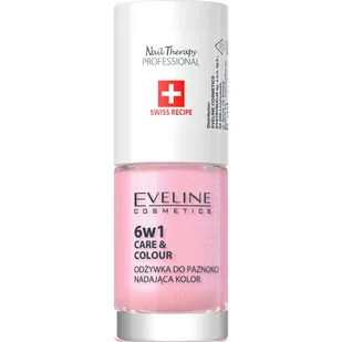 Eveline Cosmetics Nail Therapy Professional 6w1 Care & Colour skoncentrowana odżywka do paznokci nadająca kolor Shimmer Pink 5ml - Odżywki do paznokci - miniaturka - grafika 1
