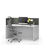 Zestawy mebli biurowych - Zestaw mebli biurowych single z parawanem SEGMENT, lewy, biały / grafit - miniaturka - grafika 1