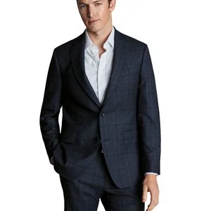 Charles Tyrwhitt Ultimate Performance Check Suit Jacket — Steel Blue - Garnitury - miniaturka - grafika 1