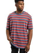 Koszulki męskie - Urban Classics Yarn Dyed Oversized Board Stripe Tee T-Shirt męski, Burnedred/Vintage blue., M - miniaturka - grafika 1