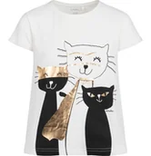 Bluzki dla dziewczynek - T-shirt z krótkim rękawem dla dziewczynki, z motywem kotów, kremowy 3-8 lat - miniaturka - grafika 1