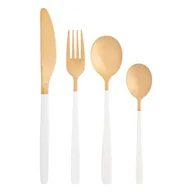Zestawy sztućców - Komplet sztućców Noble Gold white 24 elementy w pudełku folk - miniaturka - grafika 1