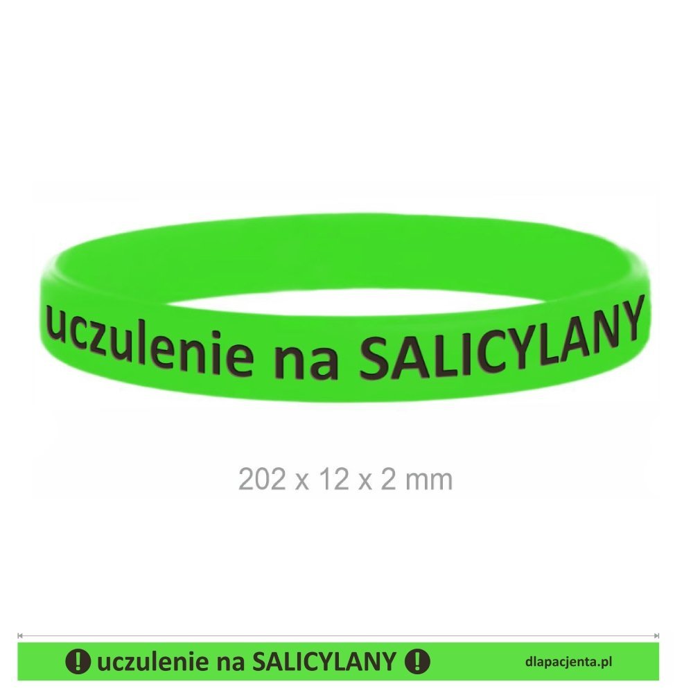 Opaska silikonowa na nadgarstek - Uczulenie na salicylany - zielona