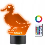 Lampy stojące - Lampka Nocna Zwierzę Ładna Kaczka Prezent Twój Napis Grawer Imię 3D LED - miniaturka - grafika 1