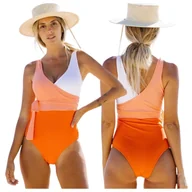 Stroje kąpielowe - JEDNOCZĘŚCIOWY STRÓJ KĄPIELOWY MONOKINI WIELOKOLOROWE BASEN PLAŻA KOSTIUM S - miniaturka - grafika 1