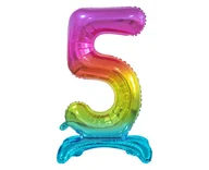 Balony i akcesoria - Godan Balon foliowy cyfra 5 tęczowa - 74 cm BC-AST5 - miniaturka - grafika 1