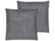 Poduszki dekoracyjne - 2 Welurowe Poduszki Dekoracyjne W Geometryczny Wzór 45 X 45 Cm Szare Aspidistra - miniaturka - grafika 1