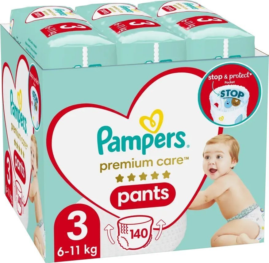 Pampers Pieluchomajtki Premium Care Pants 3, 6-11 kg, 140 szt.