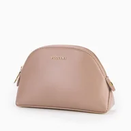 Kosmetyczki, organizery i kuferki - Kosmetyczka Damska Podróżna Półokrągła Na Zamek PUCCINI Beżowa QML003-6A - miniaturka - grafika 1