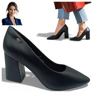 Damskie Półbuty na Obcasie Eleganckie Wygodne Czółenka Czarne Potocki 36 - Półbuty damskie Damskie Półbuty na Obcasie Eleganckie Wygodne Czółenka Czarne Potocki 36 - Półbuty damskie - miniaturka - grafika 1