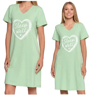 KOSZULA NOCNA Z NADRUKIEM UROCZA PIŻAMA DAMSKA Z KRÓTKIM RĘKAWEM MORAJ XL - Bielizna nocna - miniaturka - grafika 1