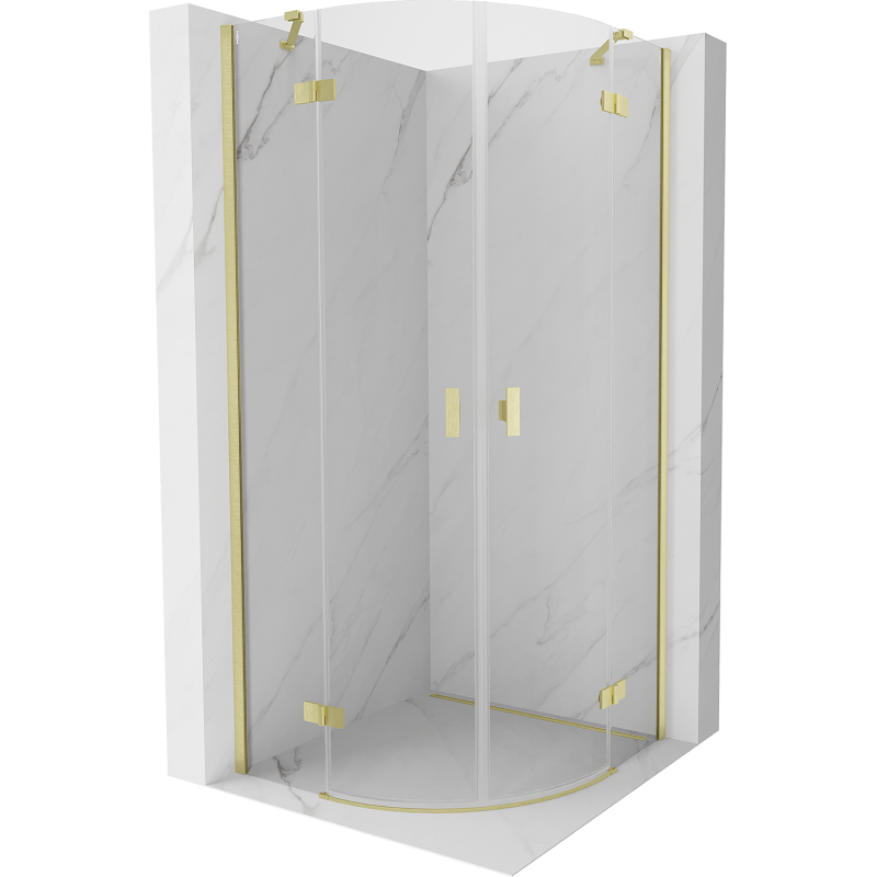 Mexen Mist kabina prysznicowa półokrągła uchylna 90 x 90 cm, transparent, złota szczotkowana - 8A33-090-090-55-00