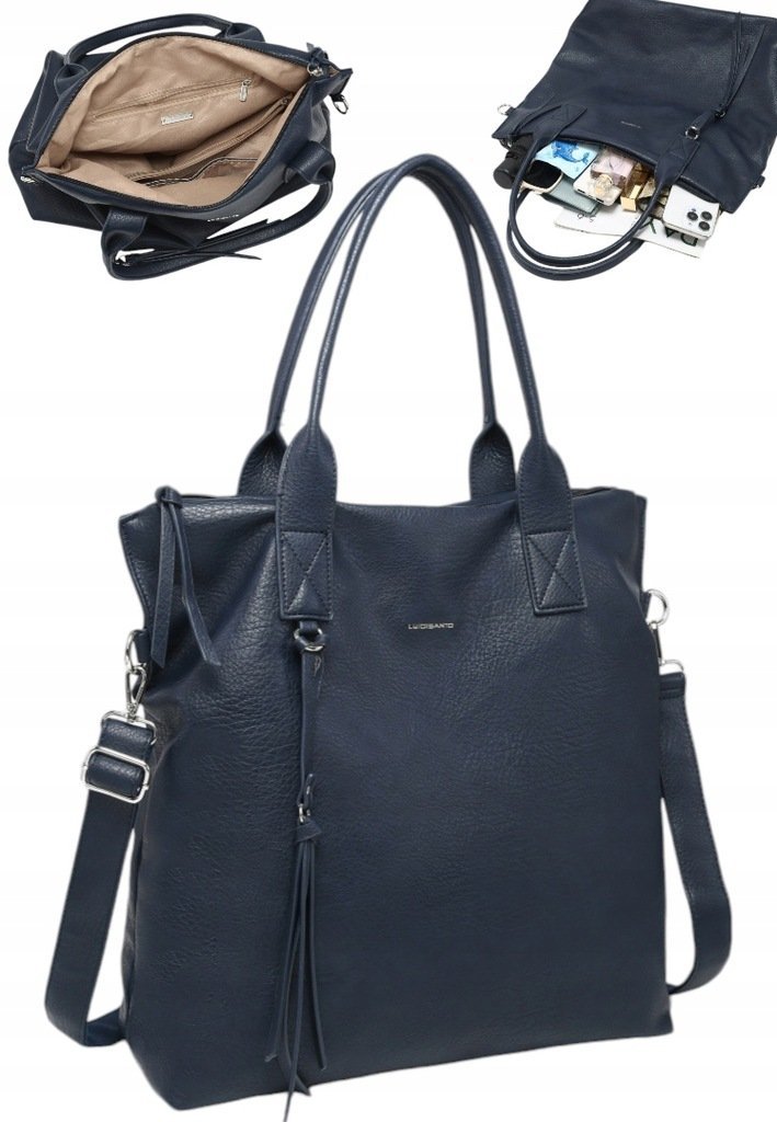 Torebka Torba Damska A4 Shopper LUIGISANTO Pasek V8007-3 Blue