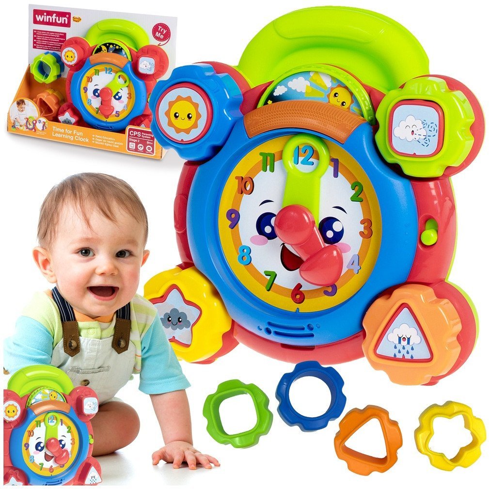 Interaktywny zegar dla dzieci edukacyjny do nauki godzin sorter gra melodie