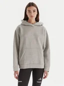 Bluzy damskie - adidas Bluza ALL SZN Holiday Glitter Fleece JV5757 Szary Loose Fit - miniaturka - grafika 1