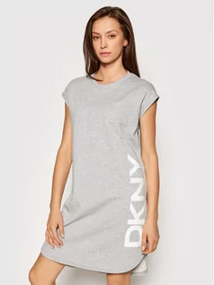 Sukienki - DKNY Sukienka dzianinowa P0RD1B2J Szary Regular Fit - grafika 1