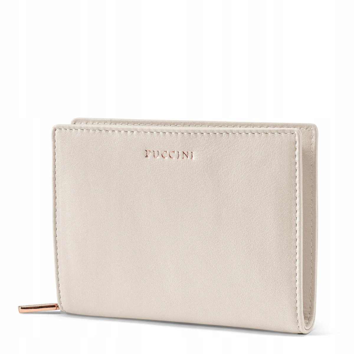 Portfel Damski Skórzany Średni Skóra Zamek RFID PUCCINI Beżowy ZN9186-6A